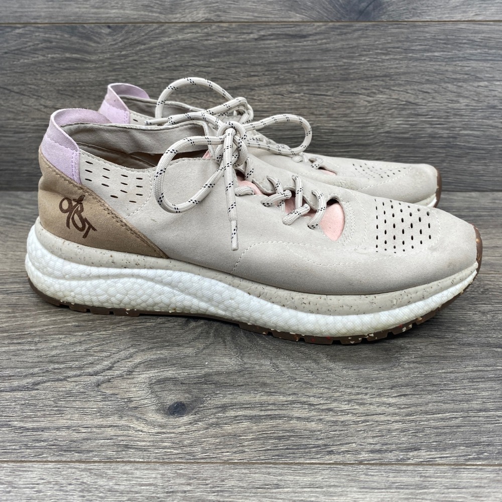 OTBT Free Sneakers Womens 8.5M Taupe Pink Lace Up Perforated Casual Walking Shoe